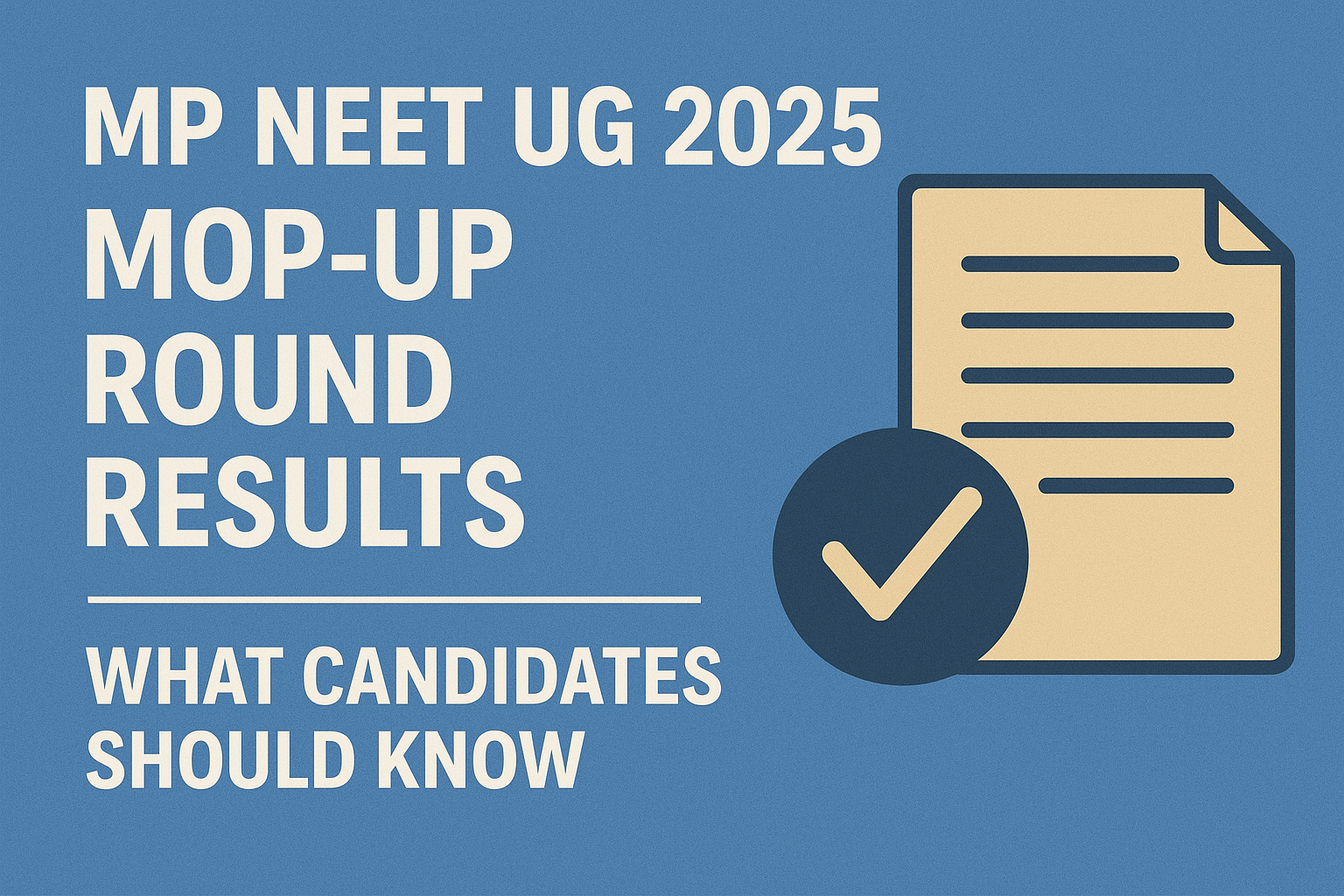 MP NEET UG 2025 Mop-Up Round Results Expected Today – What Candidates Should Know